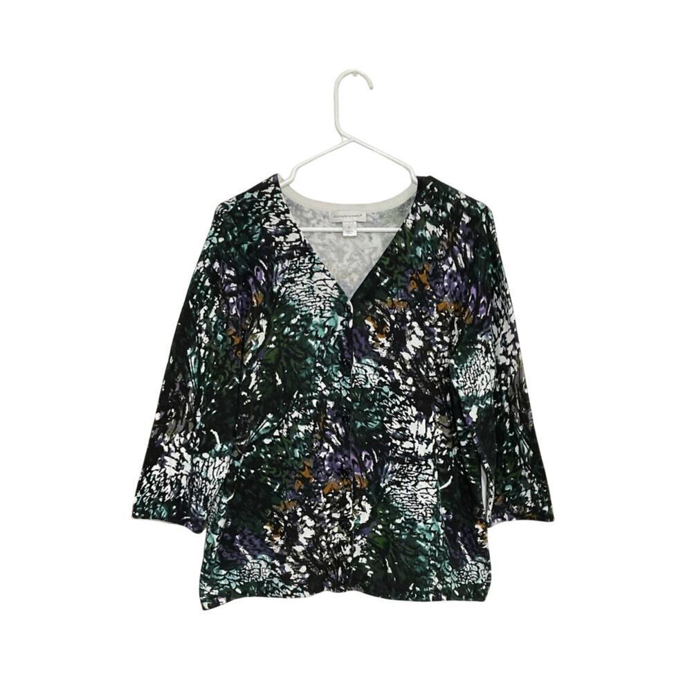 Christopher & Banks Abstract Knit Cardigan Sweater Button Front Womens Size XL